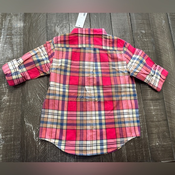 JANIE AND JACK NWT Boys Azalea Plaid Cotton Button Down Shirt Size 4 - Picture 3 of 6